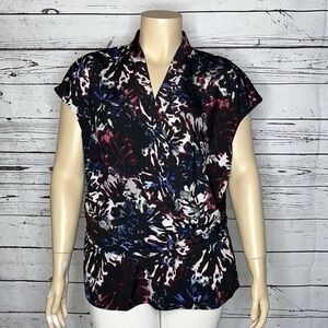 Worthington Woman Abstract Printed Surplice V-Neck Blouse Size 1X